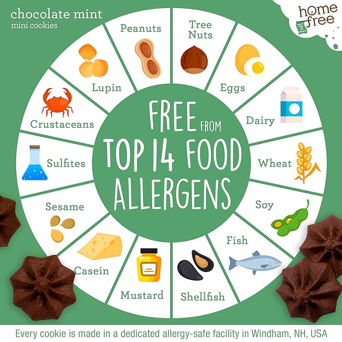 Homefree Chocolate Mint Mini Cookies, Gluten Free, Nut Free, Vegan, School Safe, and Allergy Friendly Snack, 5 oz. Box (Pack of 1)