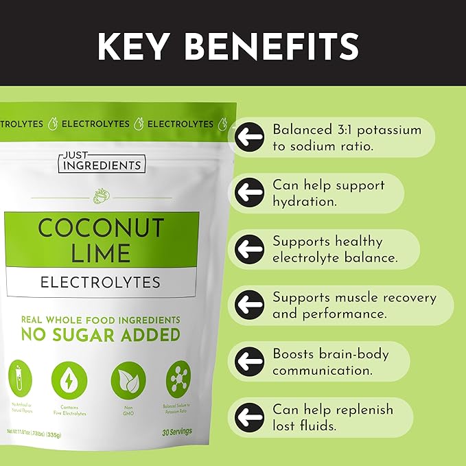 Coconut Lime Electrolytes ??30?‘Serving Hydration Drink Mix with Coconut Water, Sea Salt, and Trace Minerals ??Supports Hydration, Recovery, and Electrolyte Balance*