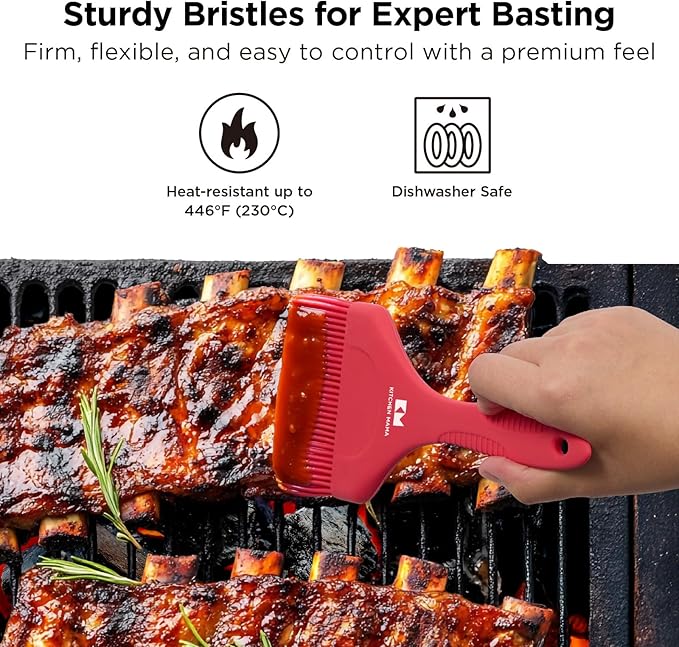 Kitchen Mama Platinum Silicone Extra Wide Pastry & Basting Brush Utensil Set ??Heat Resistant, Dishwasher Safe, BBQ Grilling, Cooking, Baking, Perfect For Outdoor, and Butter, Egg Wash, Oil and Sauce