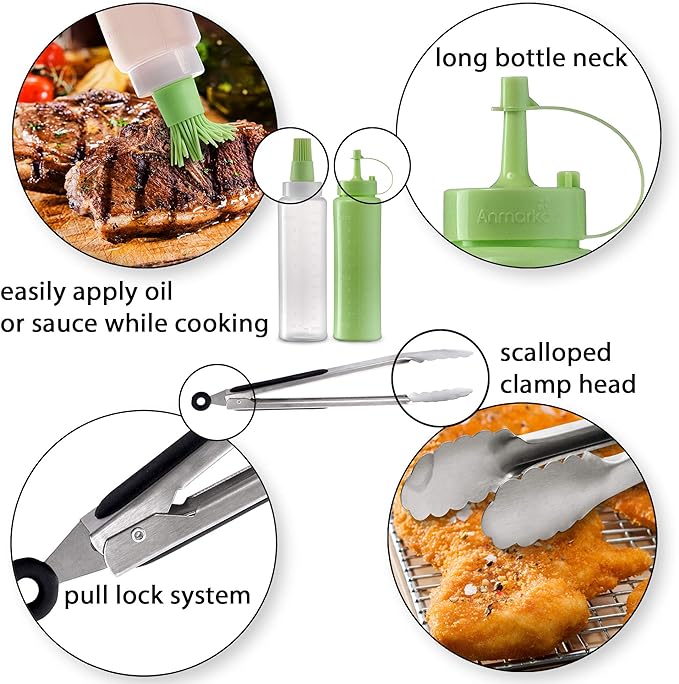Anmarko Metal Spatula Set Stainless Steel and Scraper - Professional Chef Griddle Spatulas Set of 6 - Heavy Duty Accessories Great for Cast Iron BBQ Flat Top Grill