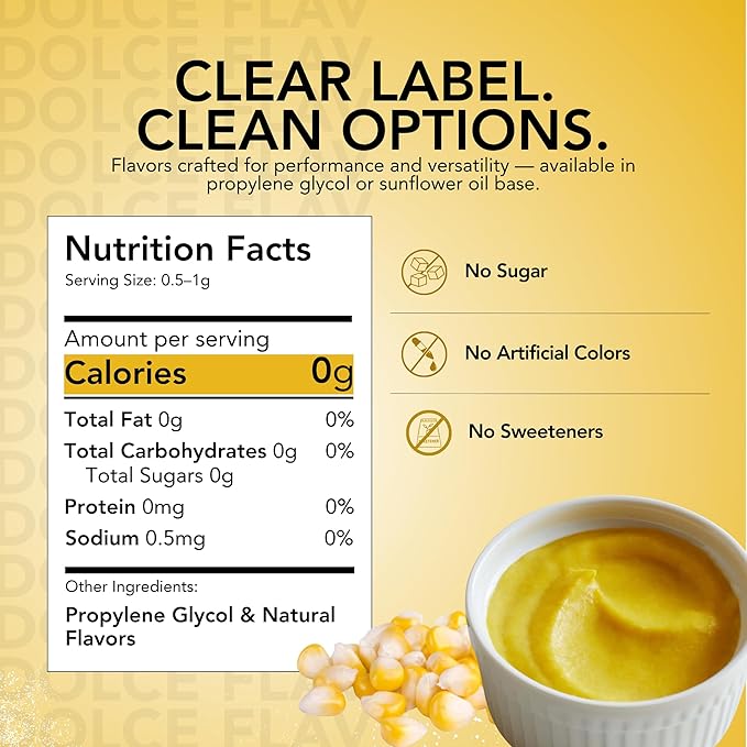 Dolce Flav Natural Sweet Corn Extract ??2 Ounce Water-Soluble Kosher, Sugar-Free, Concentrated Savory-Sweet Flavor for Baking, Cornbread & Ice Cream, Includes Measured Dropper