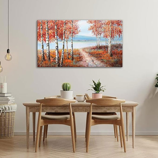 YDYSUNE Landscape Nature Wall Art - Forest Artwork for Walls - Scenery Canvas Wall Art - Orange Painting for Living Room - Farmhouse Decor - Wall Pictures for Bedroom 20횞40IN