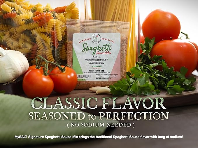 MySALT Spaghetti Sauce Mix 5 Pack – Salt-Free Spaghetti Seasoning for Quick, Healthy Pasta Dinners – Sodium Free, Comfort Food Made Easy