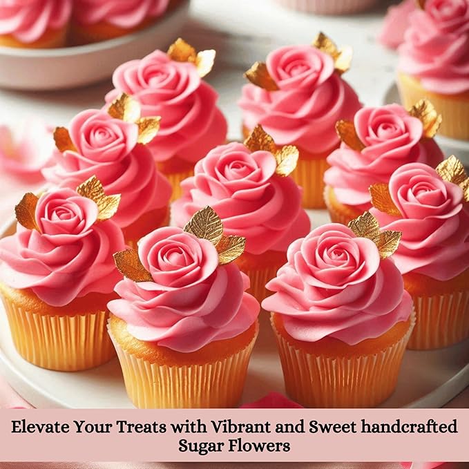 Confect Edible Flower | Edible Flower for cake decorations | Edible Flower Cupcake Toppers | Cupcakes & Doughnut Edible Toppers | Taffy Neon Sugar Flower- Pack of 12