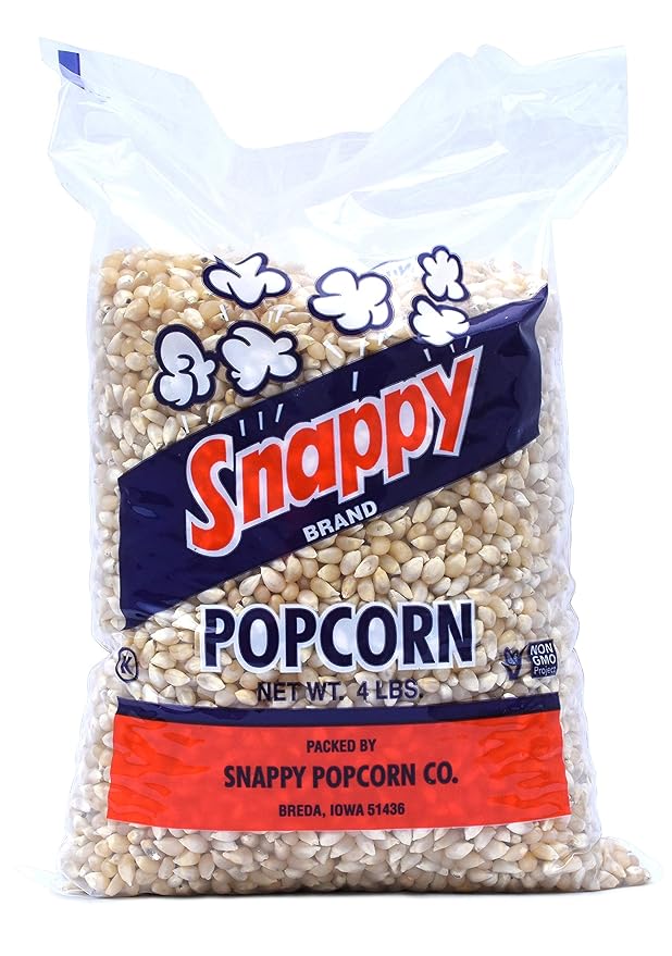 Snappy White Popcorn Kernels for Popping with Popcorn Machine, Air Popper or Stove Top, 4lb Bags, 6 Pack