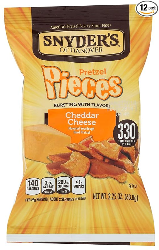 Snyder's of Hanover Pretzel Pieces, Cheddar Cheese, 2.25 oz Pack of 12
