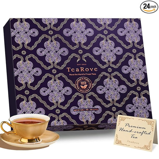 TeaRove Tea Sampler Gift Box - The Road Ahead Collection, Chinese Whole-Leaf Tea Assortment Variety Pack, Black, Oolong, Jasmine Green & Herbal Teas, Hot or Iced, Self Care Gifts for Teas Lovers