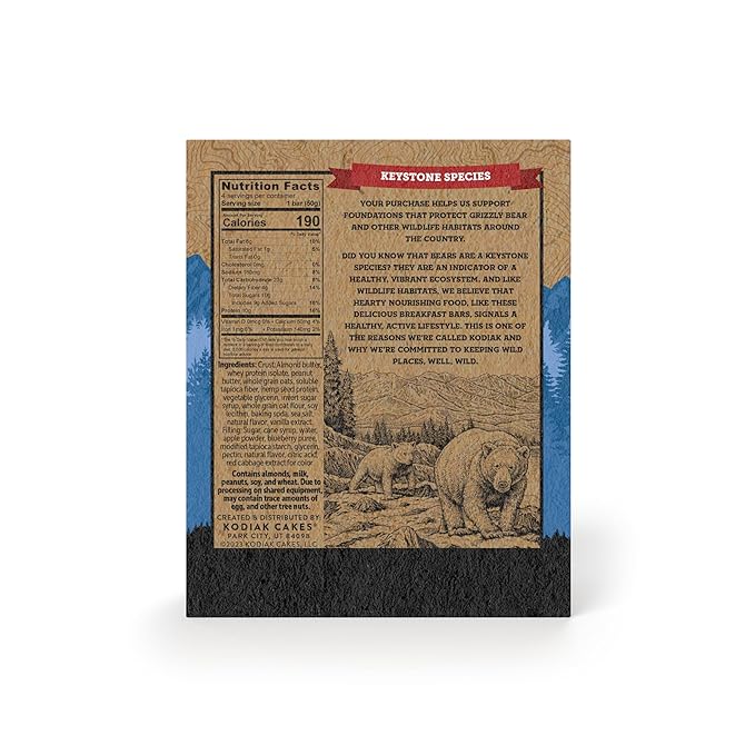 Kodiak Cakes Soft Baked Sandwich Breakfast Bar, Blueberry Oat, High Protein, 100% Whole Grains, 12 boxes with 4 bars each (48 bars total)