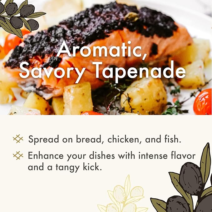 Casablanca Market Black Olives Tapenade Spread All Natural Olive Tapenade Black Olive Spread Gluten Free Olives Non GMO Vegan Plant Based - No Preservatives or Added Sugars (eBook included)