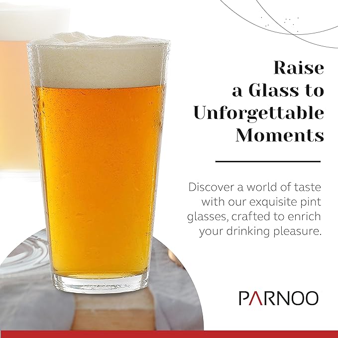 Bulk Classic Premium Beer Pint Glasses 16 Ounce – Set Of 12 Highball Cocktail Mixing Glass – Perfect for Cold Beverages, Soda, Water - Used in Bar, Restaurant