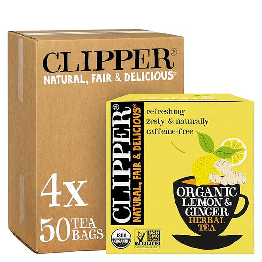 Clipper Tea Lemon & Ginger Teabags ??Caffeine Free, USDA Organic, Great Hot or Iced ??Aromatic, Natural, Fair & Delicious ??200 Tea Bags