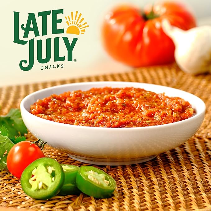 Late July Snacks Thin and Crispy Organic Tortilla Chips with Sea Salt, 10.1 oz Bag and Late July Snacks Medium Salsa, 15.5 oz Jar