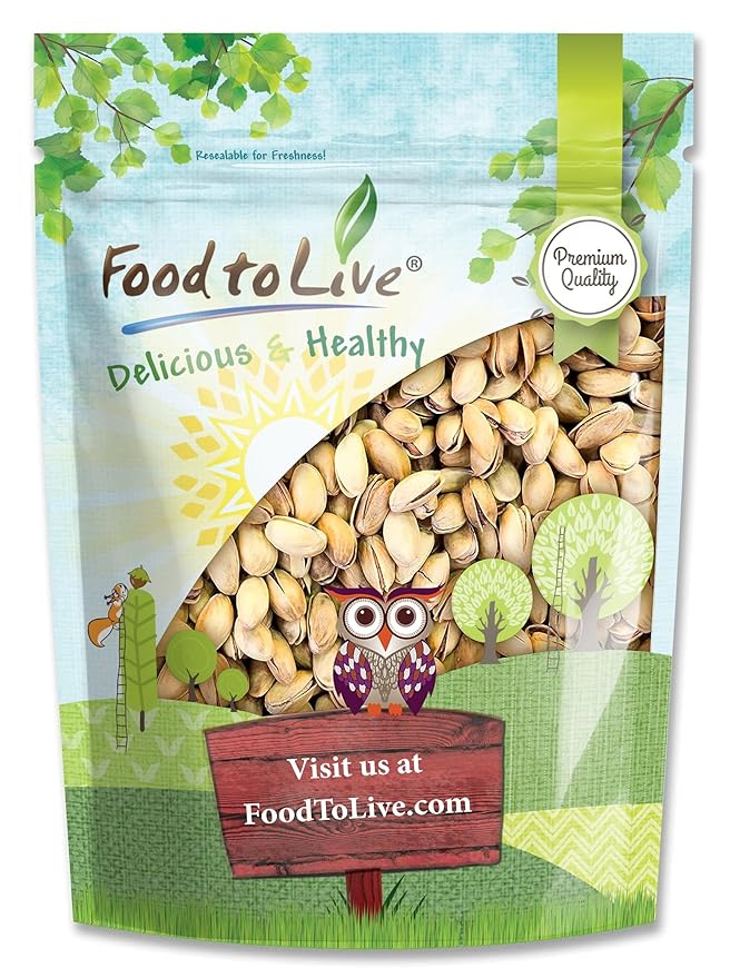 Food to Live Pistachios, Roasted and Salted, 1 Pound ??California Dry Roasted Pistachios with Sea Salt, In Shell, Kosher, Vegan Superfood, Bulk