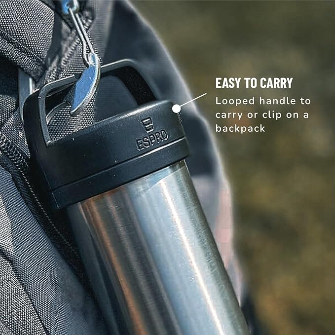 ESPRO P0 Ultralight French Press Coffee Maker for Travel, Vacuum Insulated Stainless Steel, 16 Ounces, Brushed Stainless Steel