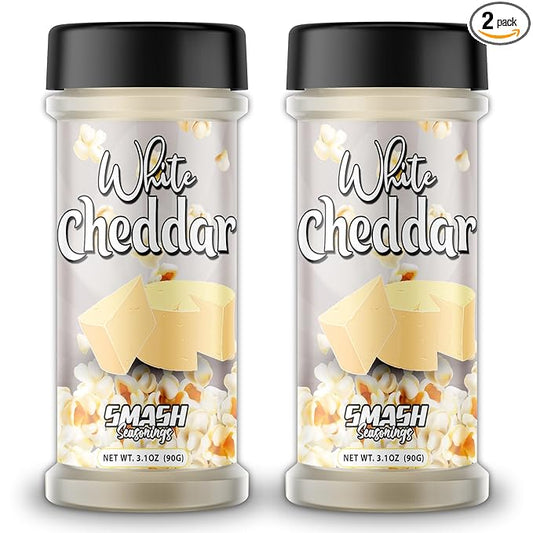 White Cheddar Cheese Powder ??Premium Cheesy Popcorn Seasoning ??2 Pack Gourmet Sprinkle Topping for Popcorn, Chips, Pasta, Fries, Pretzels, Sauces, Snacks, Meals, Parties ??Bold Sharp Flavor