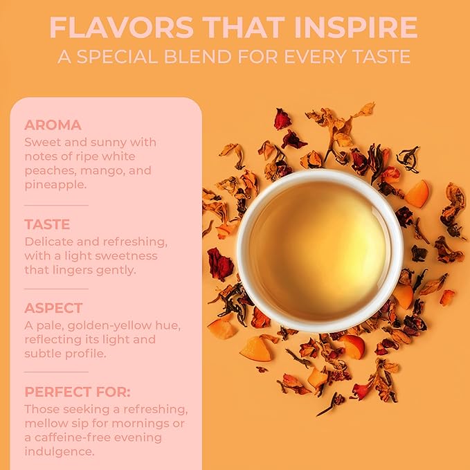 Katy?™s Peach Bellini Loose Leaf Tea | Fruity & Refreshing Light White Herbal Tea | Apple, Peach & Mango | Caffeine-Free Tea | 30+ Cups | Hot or Iced | Premium Quality, Woman-Owned | 2.75oz Pouch