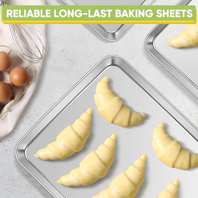 TeamFar Stainless Steel Baking Sheet, 20’’ x 14’’ Large Baking Sheet Pan Bakeware Set Cookie Sheets for Baking, Roasting, Cooking, Non Toxic, Mirror Finish & Dishwasher Safe