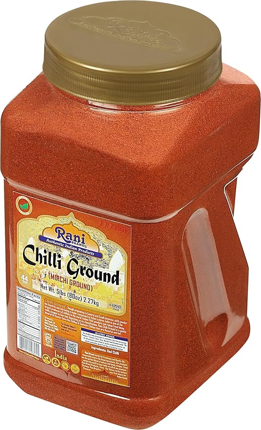 Rani Chilli Powder (Mirchi) Ground Indian Spice 80oz (5lbs) 2.27kg Bulk PET Jar ~ All Natural | Salt-Free | Vegan | No Colors | Gluten Friendly | NON-GMO | Kosher | Indian Origin