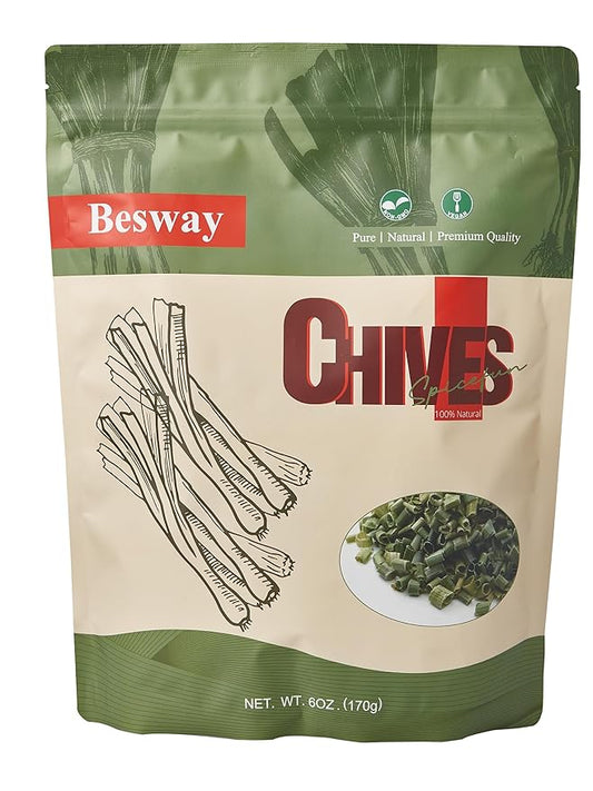 Besway Chives 6 oz(170g), Premium Dried Green Chives - Perfectly Chopped for Culinary Use, 100% Natural
