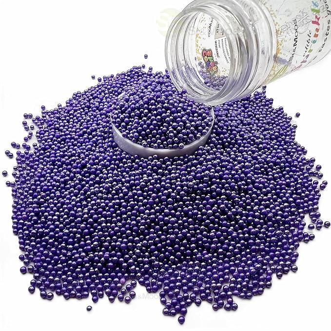 SE Si&Moos Nonpareil Sprinkles, 2mm Purple Mini Edible Pearls Purple Sprinkles for Cake Decorating Lavender Nonpareils Halloween Cookie Decorations Wedding Shower Party Christmas Holiday Supplies 3.5 OZ