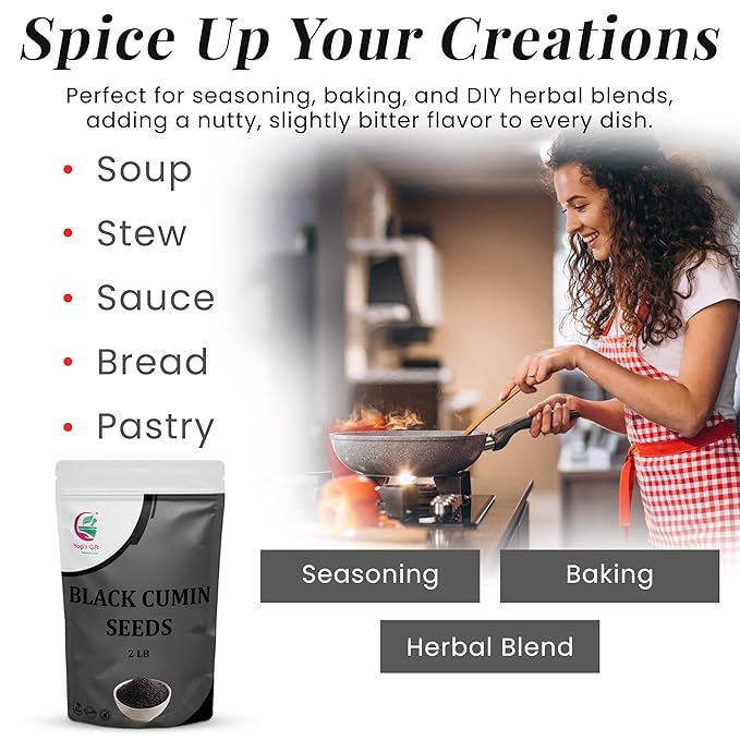 Black Cumin Seeds 2 LB, Nigella Sativa, 100% Pure & Natural, Premium Quality Kalonji Seeds, Perfect for Seasoning, Cooking, Sprouting & Herbal Uses, 2LB Bulk Pack - By Yogi?셲 Gift짰