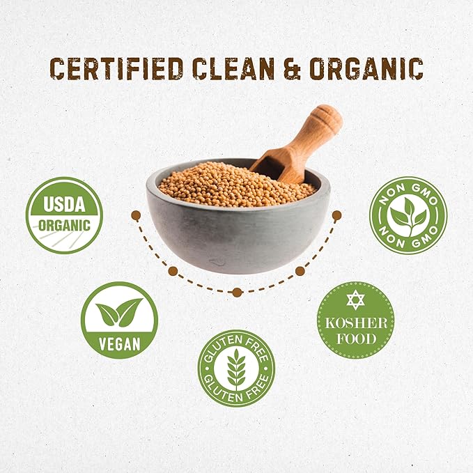 Yellow Mustard Powder 14.11 oz ??Ground Organic Mustard Seed for Seasoning & Cooking ??USDA Organic, Kosher, Gluten Free Mustard ??The Holly Tree