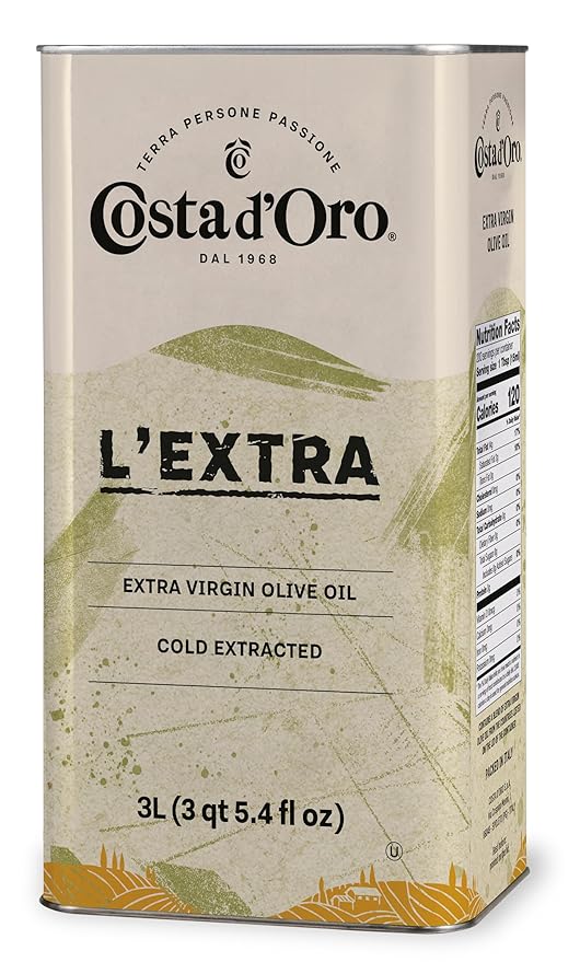 Costa D'Oro - L' EXTRA - Extra Virgin Olive Oil, Cold Extracted, Balanced Flavour Suitable for All Recipes and Salad Seasoning - 101oz (3 Litre) Tin