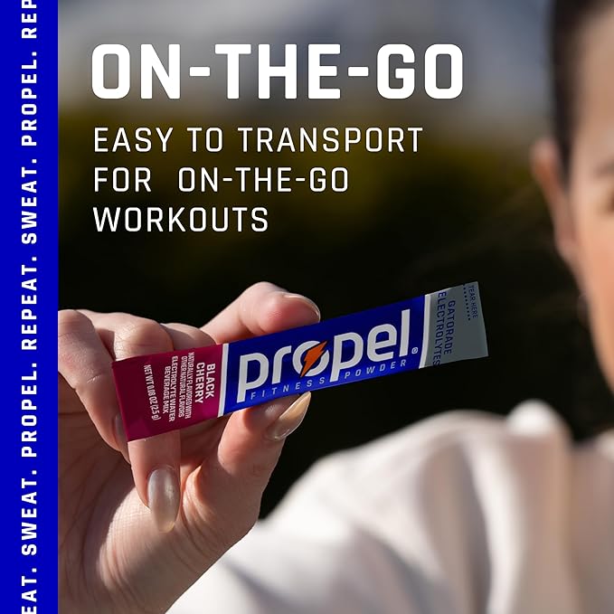 Propel Electrolyte Enhanced Water Drink Mix Powder Packets, Black Cherry, Zero Calorie & Zero Sugar Hydration with Electrolytes and Vitamins C & E (120 Packets)