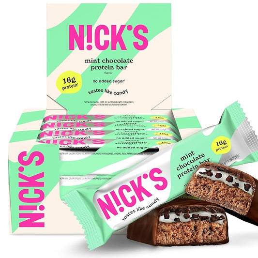 Nick?™s Mint Chocolate Protein Bars ??12-Count Box | High Protein, Low Calories, Low Carbs, Keto Friendly, No Added Sugar