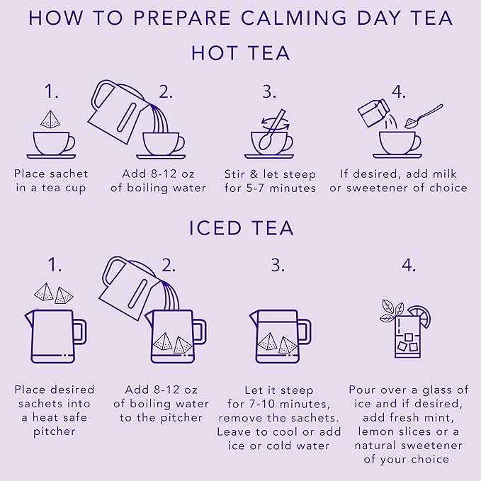 Calming Day Herbal Tea (1.65 oz, Pack of 18 Tea Bags) ??Relaxing Caffeine-Free Tea with Lavender