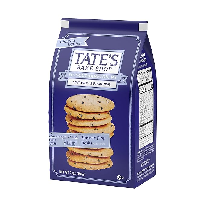 Tate's Bake Shop Blueberry Crisp Cookies, Limited Edition, 4-7 oz Bags