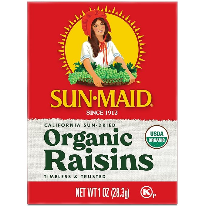 Sun-Maid Organic California Sun-Dried Raisins - (72 Pack) 1 oz Snack-Size Box - Dried Fruit Snack for Lunches and Back to School Snacks