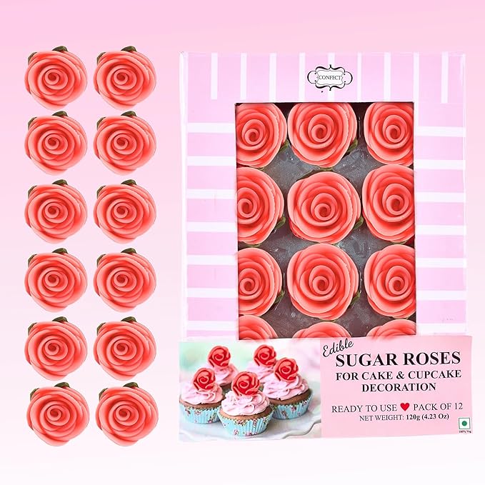 Confect Edible Flower | Edible Flower for cake decorations | Edible Flower Cupcake Toppers | Cupcakes & Doughnut Edible Toppers | Taffy Neon Sugar Flower- Pack of 12