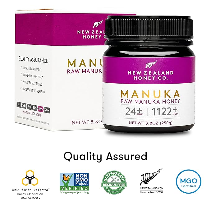 New Zealand Honey Co. Raw Manuka Honey UMF 24+ / MGO 1122+, UMF Certified / 8.8oz