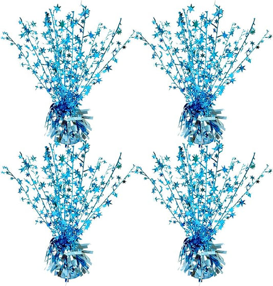 ALISSAR 4-Pack Glitter Light Blue Star Centerpieces-Table Decorations for Home Decor Birthday Wedding Anniversary Decor (Light Blue)