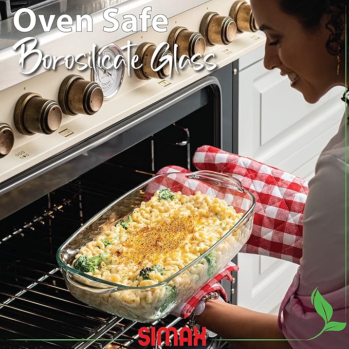 Simax Glass Casserole Baking Dish: Clear Glass Round Casserole Dish with Lid and Handles,Covered Bowl for Cooking, Baking, Serving, Dishwasher, and Oven Safe Cookware ??3 Quart Dish + 2.2 Quart Lid