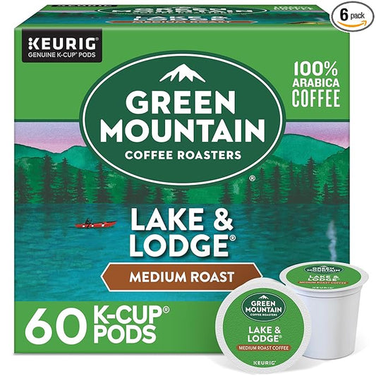 Green Mountain Coffee Roasters Lake and Lodge Blend Keurig Single-Serve K-Cup pods, Dark Roast Coffee, 60 Count (6 Packs of 10)