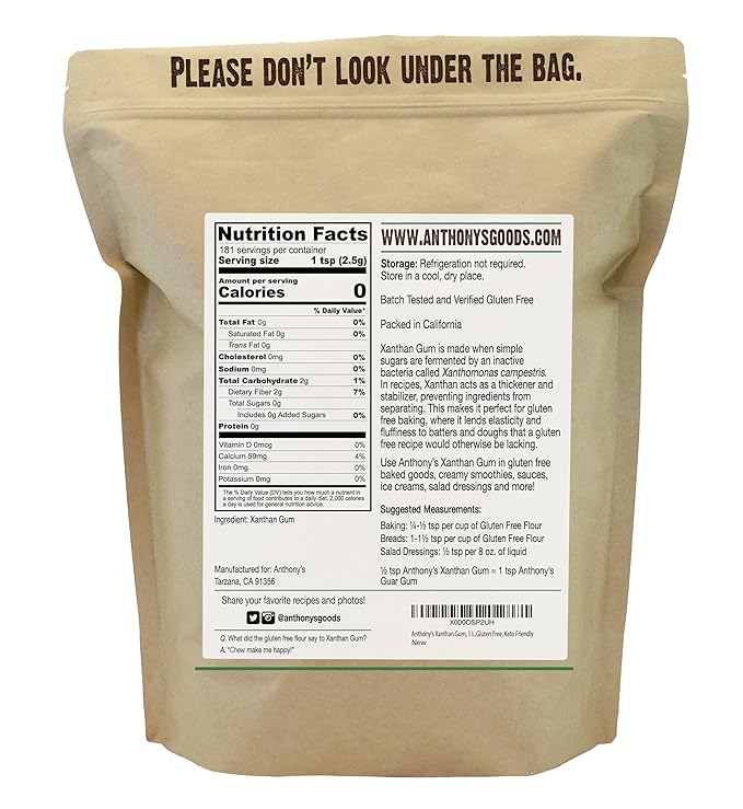 Anthony's Xanthan Gum, 1 lb, Batch Tested Gluten Free, Keto Friendly, Product of USA