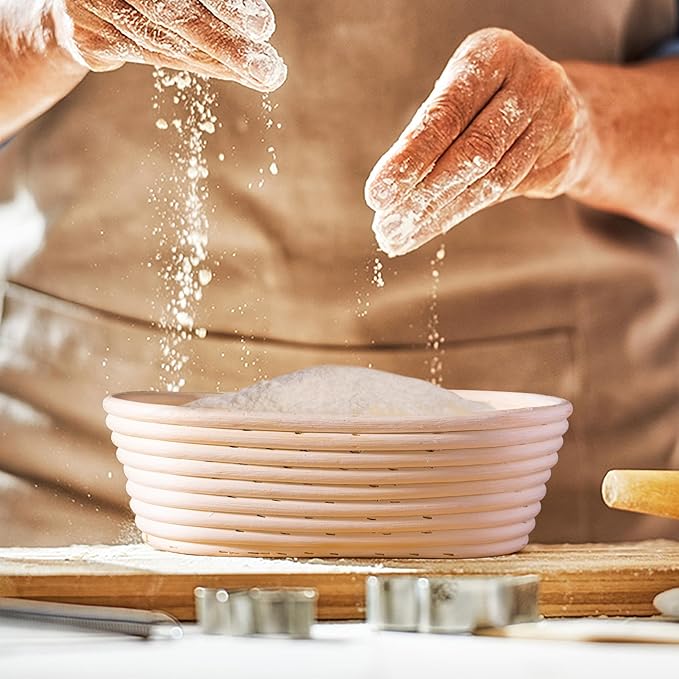 Bread Proofing Baskets Set of 2, Banneton Shaped Dough Proofing Bowls starter kit sourdough bread baking supplies Bread (set 2 10"x6")
