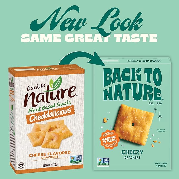 Back to Nature Cheese Flavored Crackers - Non-GMO, Made with Wheat Flour, Vegan, Delicious Snacks, Cheezy Square, 5 Ounce (Pack of 2)