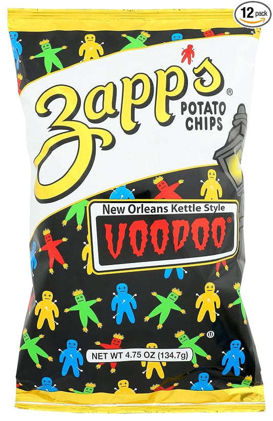 Zapp's New Orleans Kettle-Style Potato Chips,Voodoo, 4.75 oz, 12 Pack