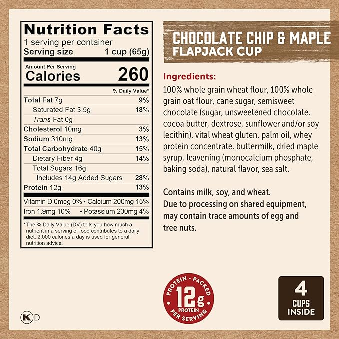 Kodiak Cakes Protein Pancake On The Go Flapjack Cups Mix; Buttermilk, Chocolate Chip, & S?셫ores Variety Pack