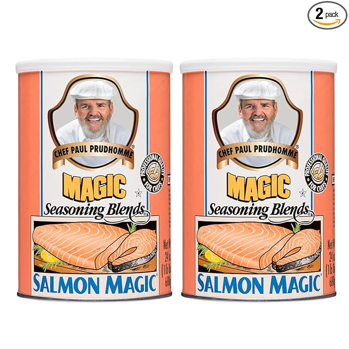 Chef Paul Magic Seasonings Blends Salmon Magic | Salmon Seasoning with Herbs & Spices | Seafood Seasoning for Cooking | Fish Seasoning Blend | Kosher & Halal Certified | 24 oz (Pack of 2)