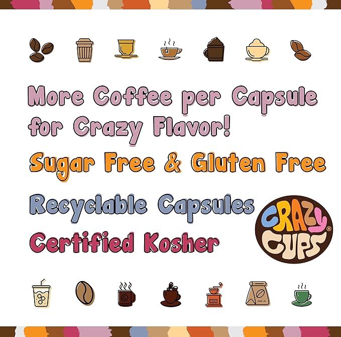 Crazy Cups Flavored Coffee in Single Serve Coffee Pods - Flavor Coffee Variety Pack for Keurig K Cups Machine, 20 Count