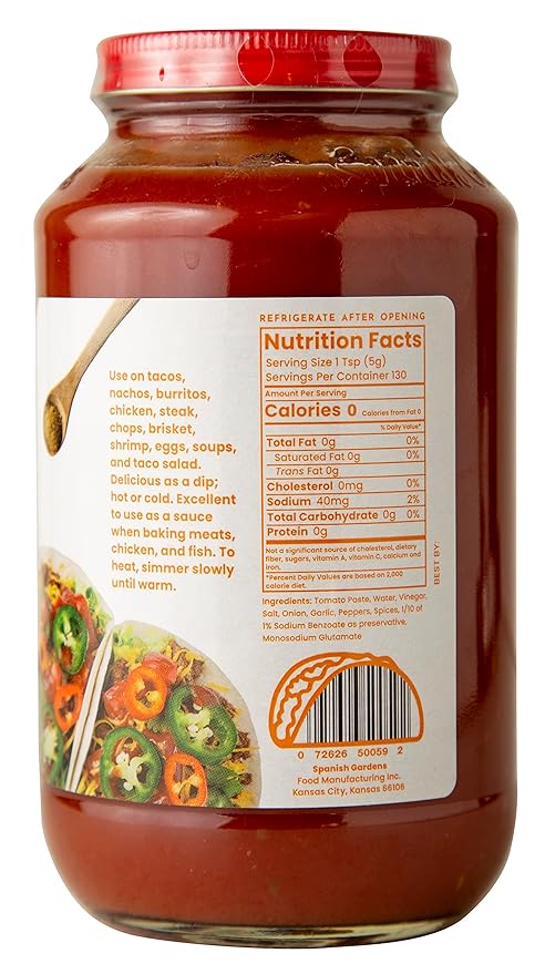 Spanish Gardens Taco Sauce (6 Pack) ??Extra Hot Taco Sauce for Authentic Mexican Food ??Original Family Recipe, Super Spicy Sauce for Tex Mex Food (23 oz)