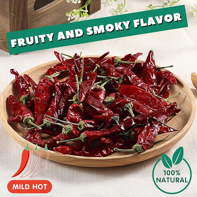 Yimi Dried Chili Peppers 3 Pack Bundle - Arbol, Guajillo, Sichuan Spicy Hot Chiles, Super Pack of Dry Whole Pepper Chiles, for Mexican Asian Dish (18oz Total), Ideal for Gift