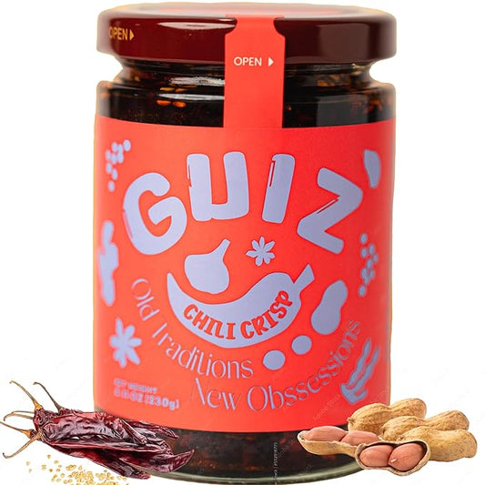 GUIZ Classic Guizhou Chili Crisp with Peanuts: Authentic Spice, Crunchy Delight, Bold Premium Guizhou Pepper Aroma, No Preservatives, Non-GMO, 8.11 oz (230g)