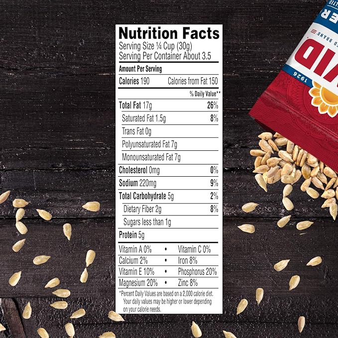DAVID Roasted and Salted Sunflower Kernels, Original Flavor, 3.75oz. (Pack of 12)