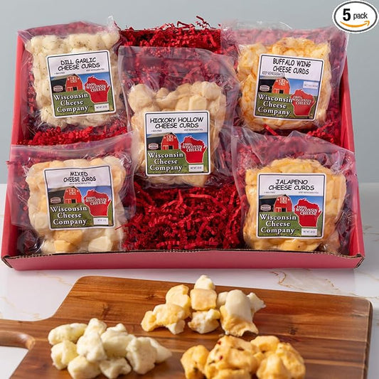 Wisconsin Cheese Company - Wisconsin Cheese Curd Sampler Gift Box - 100% Wisconsin Famous & Fresh Curds | Perfect for Parties, Charcuterie Boards and Birthday Gifts
