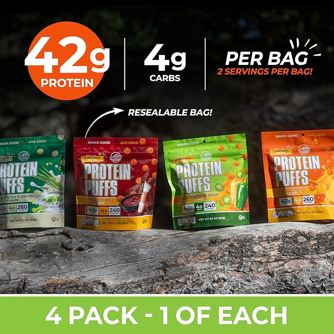 Twin Peaks Protein Puffs & Italian Dressing Starter Pack ??Low Carb, Keto-Friendly, High Protein, Gluten-Free Snack